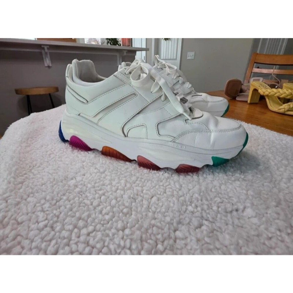 Kurt Geiger London 'Chunky' Leather Sneakers | Rainbow Sole | Size US 11 |